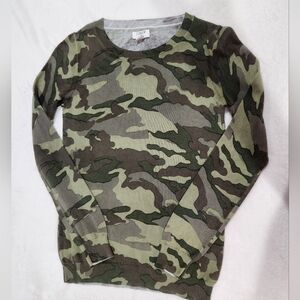 J. Crew Green Camo Teddie Sweater/Pullover, Size XS